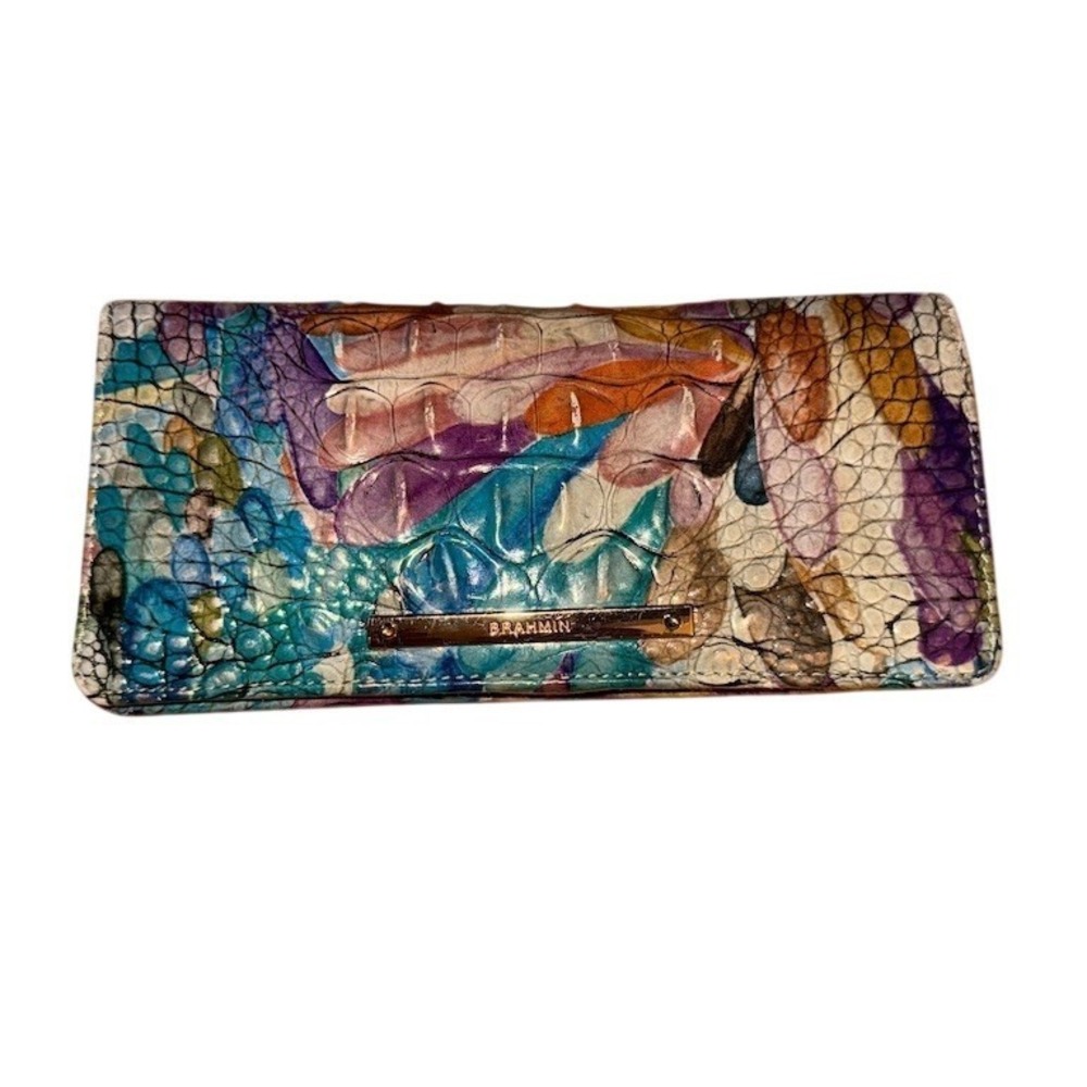 Brahmin Ady Wallet Softscape Melbourne NWOT slim bifold snap close croc leather